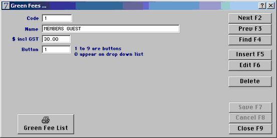 green fee setup